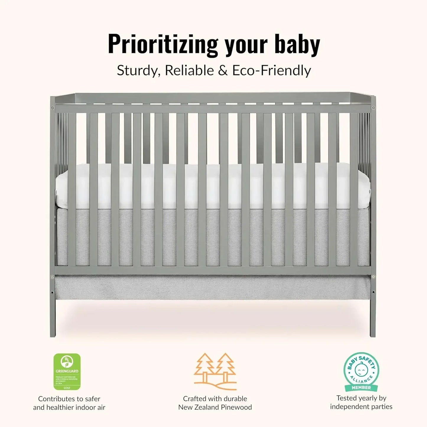 5-in-1 Convertible Full-Size Baby Crib with Toddler, Day & Full Bed
