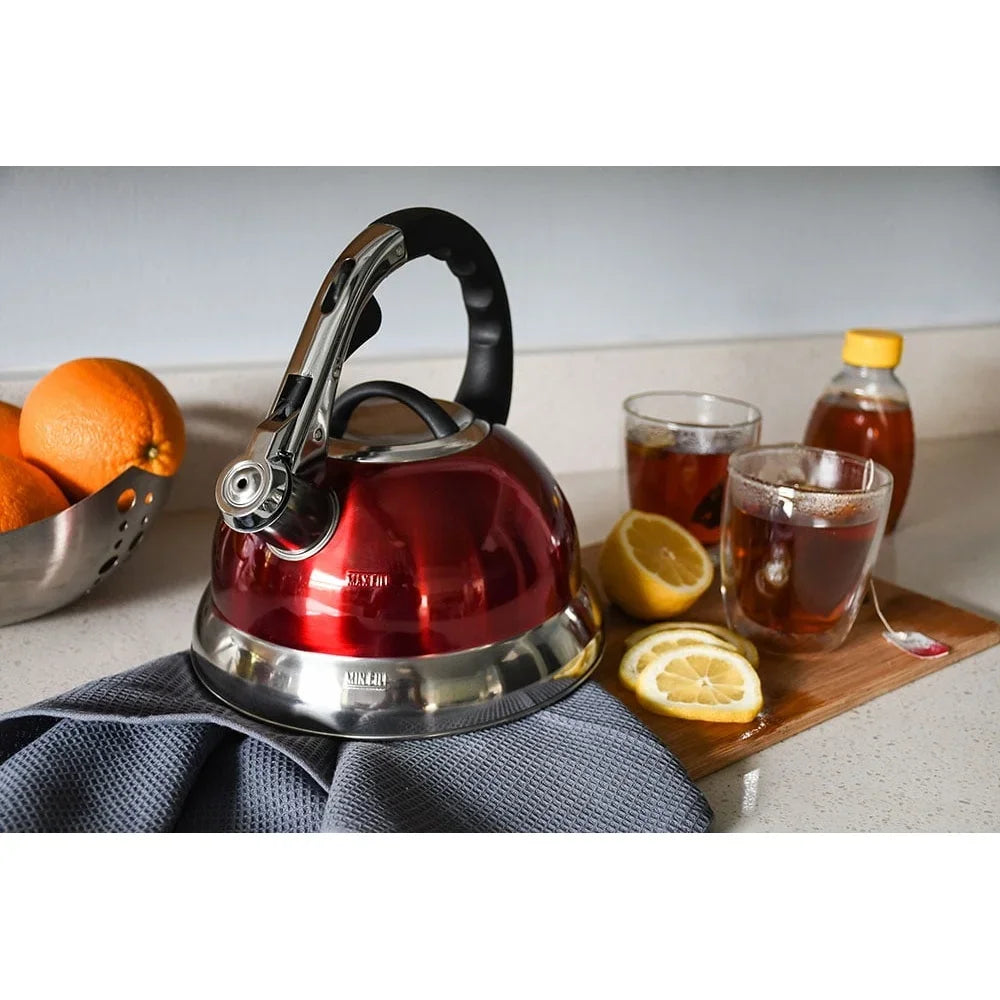 Stainless Steel Induction Compatible Whistling Kettle with Removable Polished Finish Lid