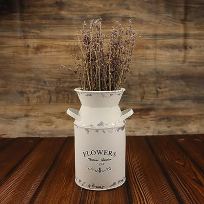 Galvanized White Milk Can, Antique Retro Vase