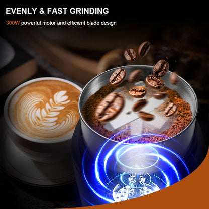 Professional Coffee Grinder with Removable Stainless Steel Cup for Coffee Spices Herb