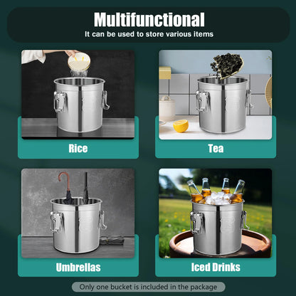 12L 304 Stainless Steel Kitchen Container for Rice, Oil, Airtight Durable, Corrosion Resistant