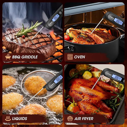 Digital Meat Thermometer, 3S Read Food Thermometer with Backlight & Magnet, Foldable Temperature Probe
