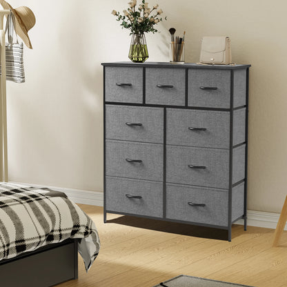 Dresser For Bedroom With 9 Fabric Storage Drawers, Tall Chest Organizer
