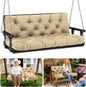 Outdoor Porch Swing Cushions 60x40 inch, 3-Seater Waterproof with Backrest & 8 Ties, 5" Thick Bench Cushion (Khaki)