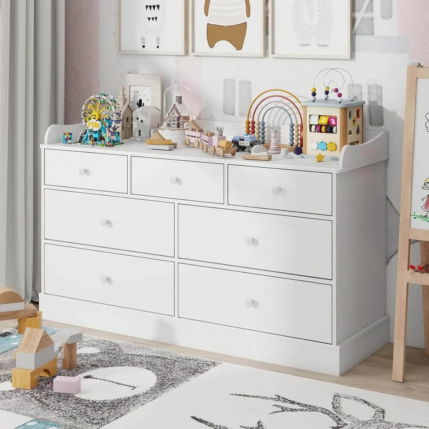 Kids Dresser Cabinet with 7 Drawers, Changing Table for Nursery