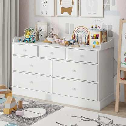 Kids Dresser Cabinet with 7 Drawers, Changing Table for Nursery