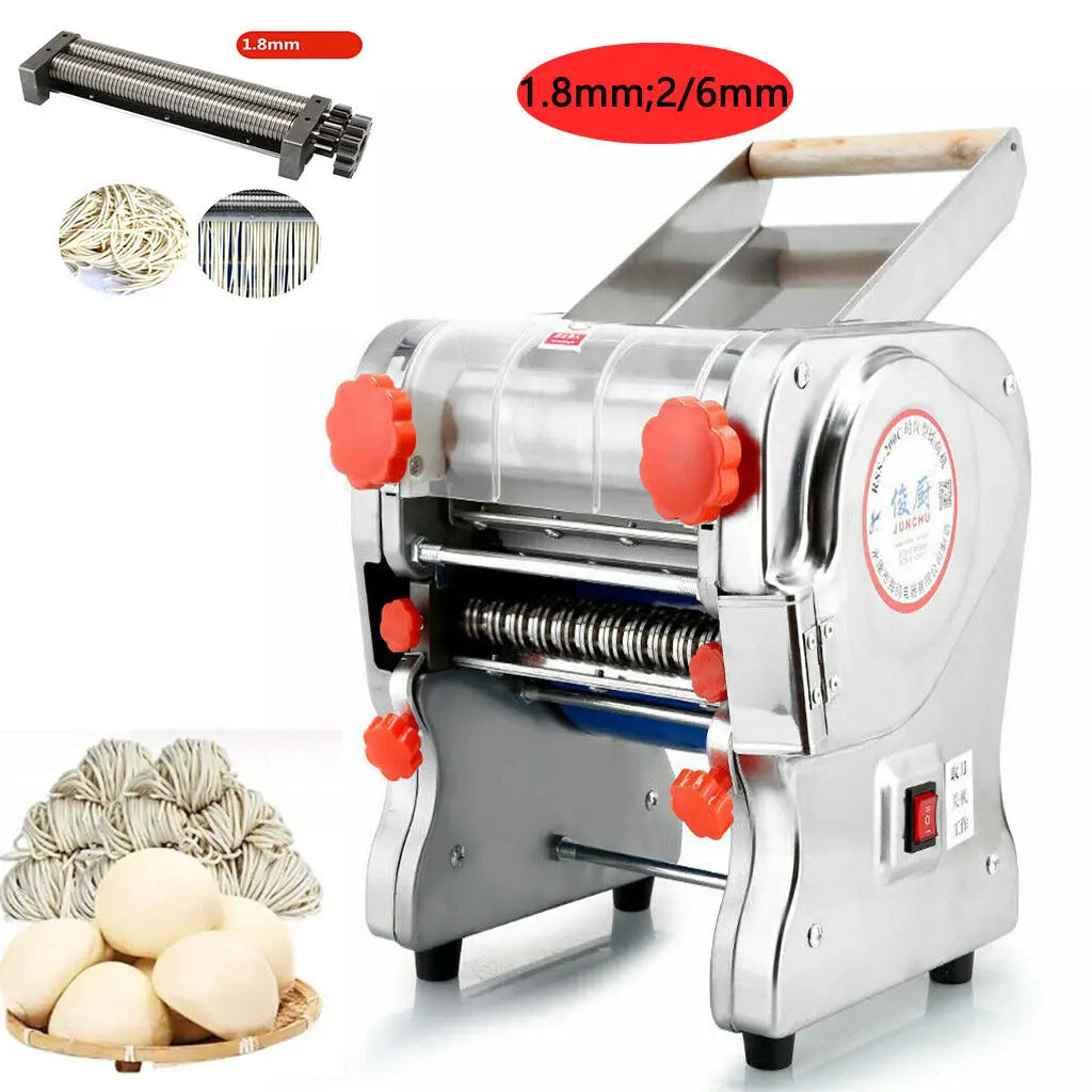 550W Electric Pasta Maker Noodle Machine, Dumpling Skin Roller, Full Stainless Steel Dual Knife Noodle Maker