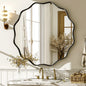 Decorative Wavy Round Bathroom Mirror with Deep Frame
