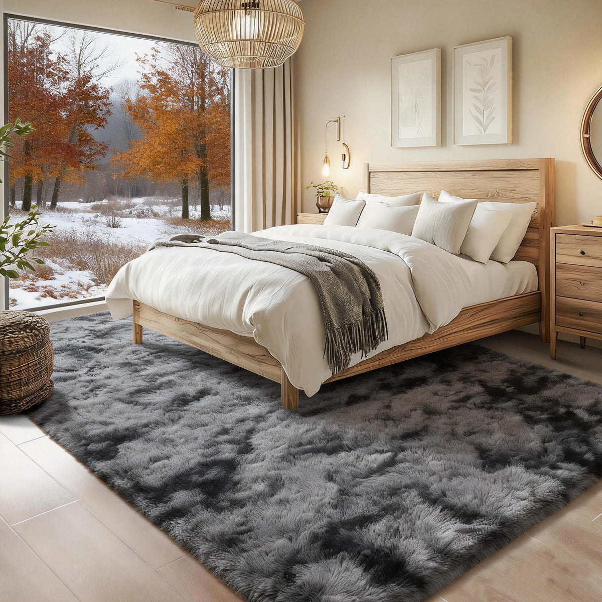 6x9 Ft Large Shag Rugs for Living Room Decor, Tie-Dyed Ultra Soft Fluffy Furry Area Rugs for Bedroom Indoor Floor