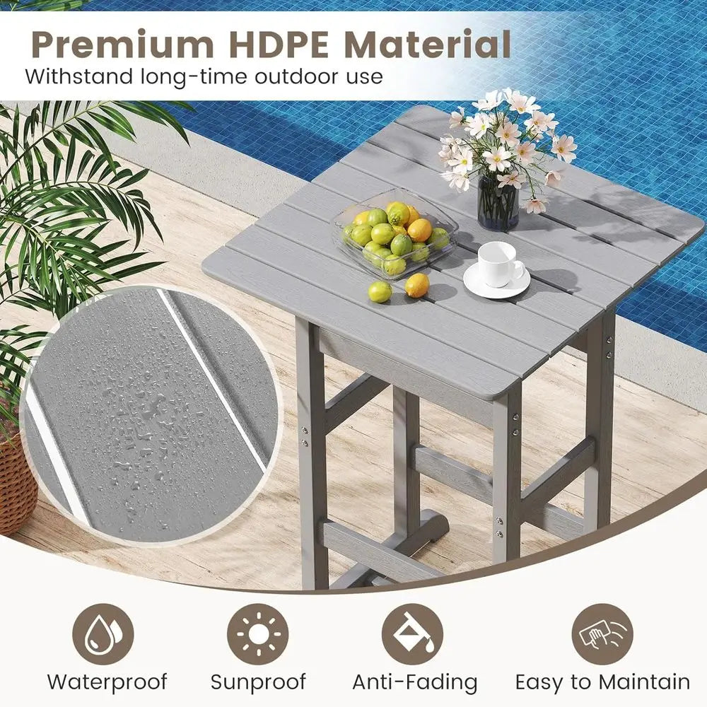 30 Square Outdoor Patio Bar with Slatted Top for Bistro, Poolside, Backyard, Balcony Use