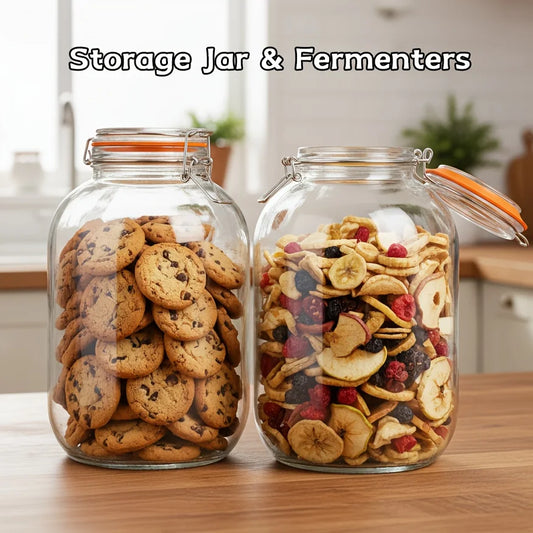 2-pack - Glass Wide-mouth Jar with Hinged Sealing Lid, 1 Gallon for Fermentation, Canning, Preserving
