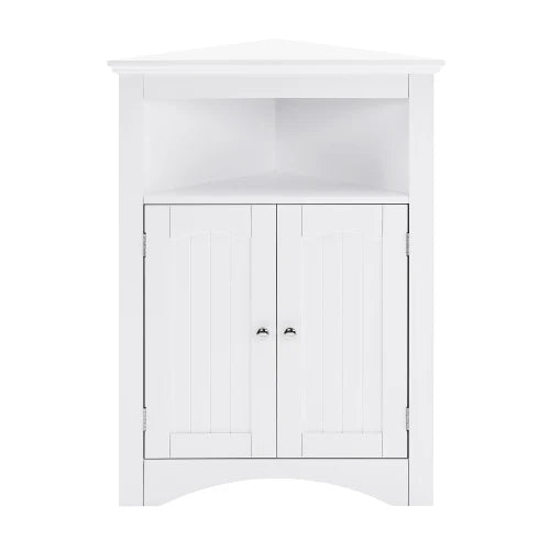 Free Standing Corner Cabinet - Bathroom Floor Storage with Doors & Shelves, Multi-Purpose Sideboard for Kitchen Living Room