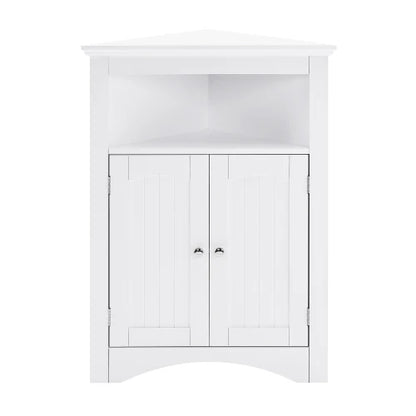 Free Standing Corner Cabinet - Bathroom Floor Storage with Doors & Shelves, Multi-Purpose Sideboard for Kitchen Living Room