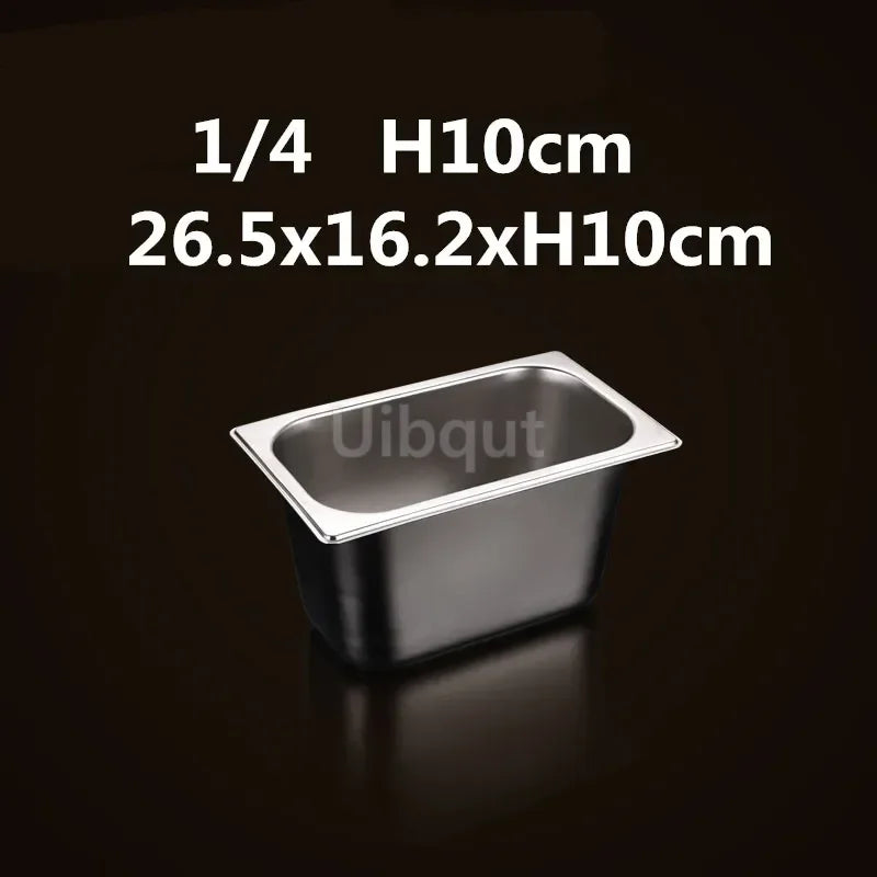 Square pot Kitchen Pans, 304 stainless steel 1/9 1/6 1/4 1/3 Food Chafing pans, Buffet Containers Lid 0.7 mm