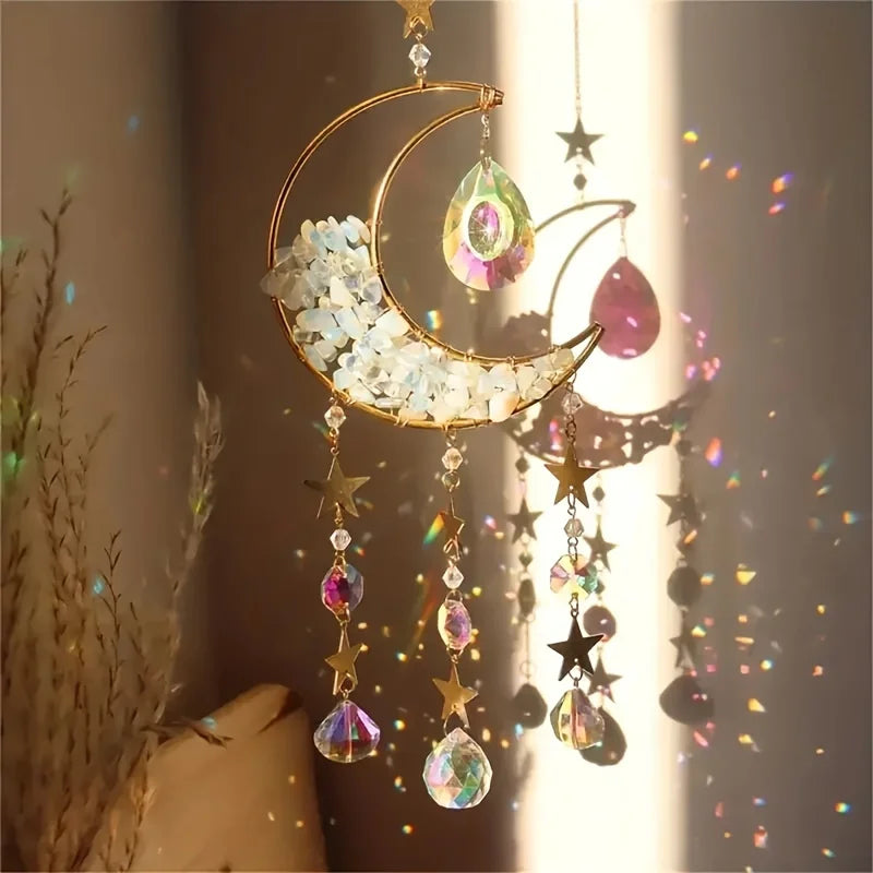 1pc Amethyst Moon Crystal Prism Daylight Catcher