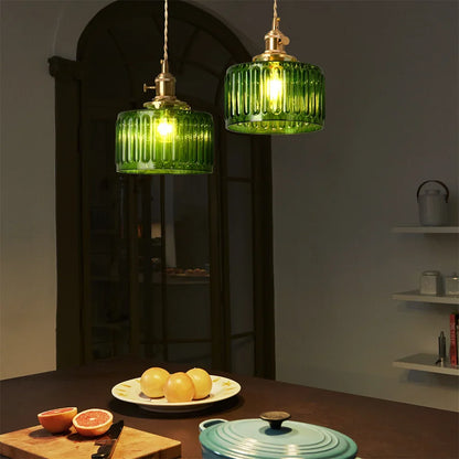 Led Crystal Pendant Light, Green Chandelier Modern Hanging Ceiling Lamp, Retro Home Decor