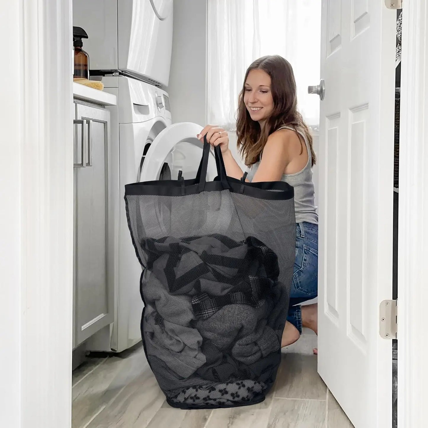 100L Rolling Laundry Basket with Wheels and Lid, with Removable Wash Bag