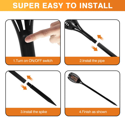4//8/12/16PCS Solar Flickering Flame Torch Lights (43 inch 96 )LED Waterproof for Landscape Garden Pathway