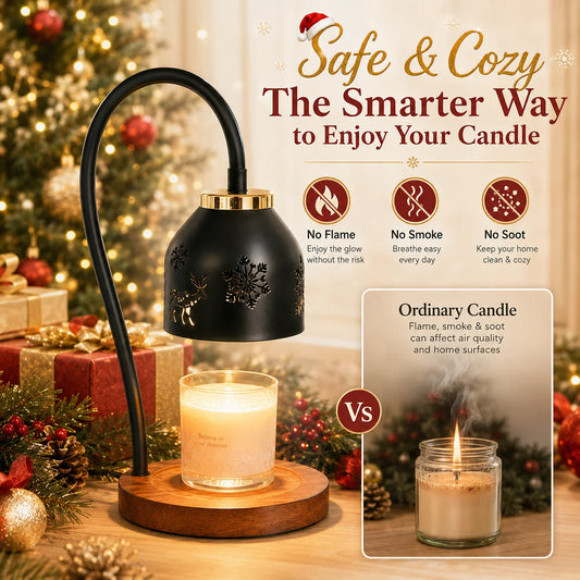 Christmas Candle Warmer Lamp  with Adjustable Height, 4 Dimmable Brightness Levels, 2H 4H 8H Timer Auto Shut off, Flameless, Smoke Free Candle Melter Lamp for Home Decor, Ideal Christmas Holiday Gift