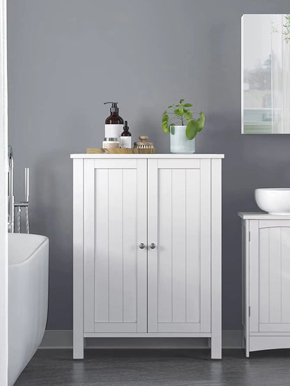 Bathroom Floor Storage Cabinet, With 2 Adjustable Shelves, 11.8 X 2