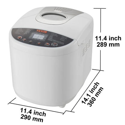 Automatic 2/3 LB Bread Maker 15-in-1 Dough Machine and Nonstick Ceramic Pan
