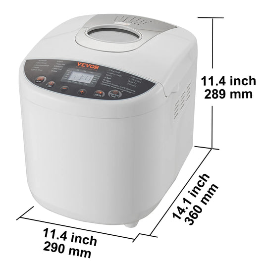 Automatic 2/3 LB Bread Maker 15-in-1 Dough Machine and Nonstick Ceramic Pan
