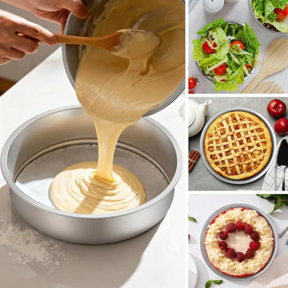 8 Inch Cake Pan Set of 4, Stainless Steel Round, Stackable, Dishwasher Safe
