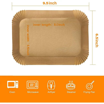 100 Pcs Disposable Non-Stick Parchment Paper Liners, Compatible with DZ201, DZ401, DZ550 & Dual Air Fryers
