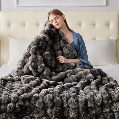 Throw Blanket, Plush Warm and Thick Blanket, Tie-dye Grey, 50''*60''
