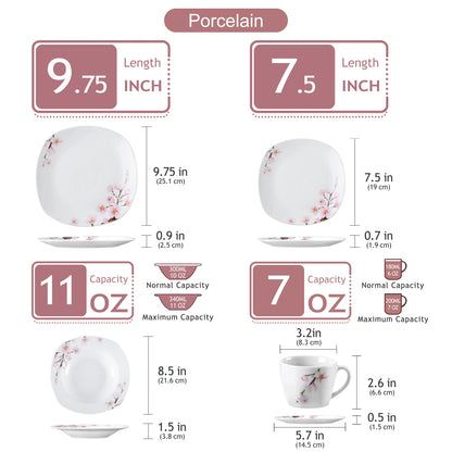 30/24/20 Pcs Porcelain Dinnerware Set, Pink Floral