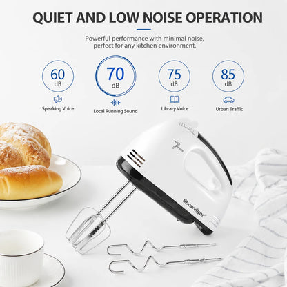7 Speed Portable Electric Handheld Mixer with 5 Stainless Steel Accessories