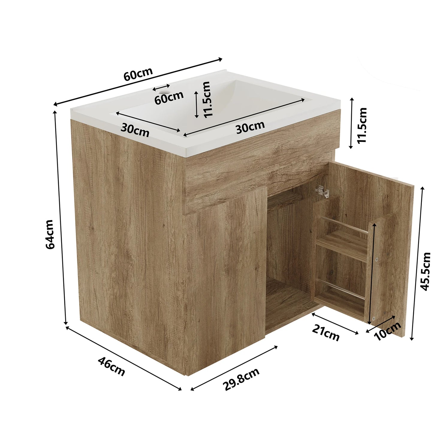 Bathroom Vanity Sink with Wood Cabinet and Washbasin