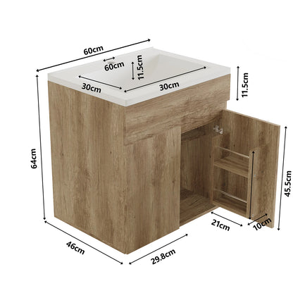 Bathroom Vanity Sink with Wood Cabinet and Washbasin