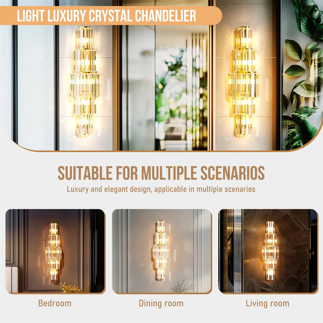 Modern Crystal Wall Lamp, 3-Layer Crystal Sconce