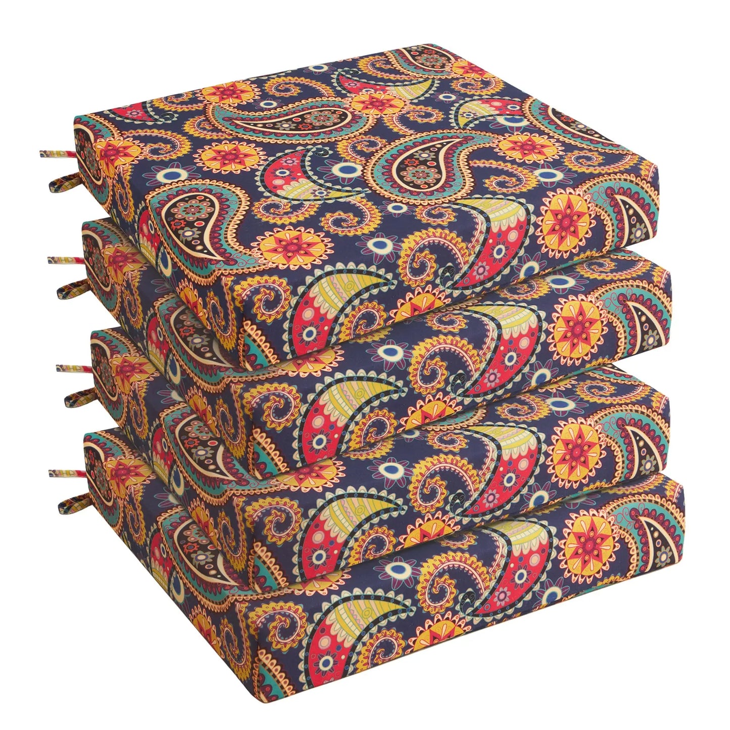 Outdoor Chair Cushions, Pack of 4, Water Resistant with Ties