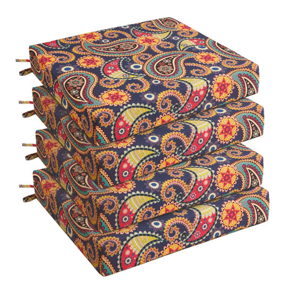 Outdoor Chair Cushions, Pack of 4, Water Resistant with Ties