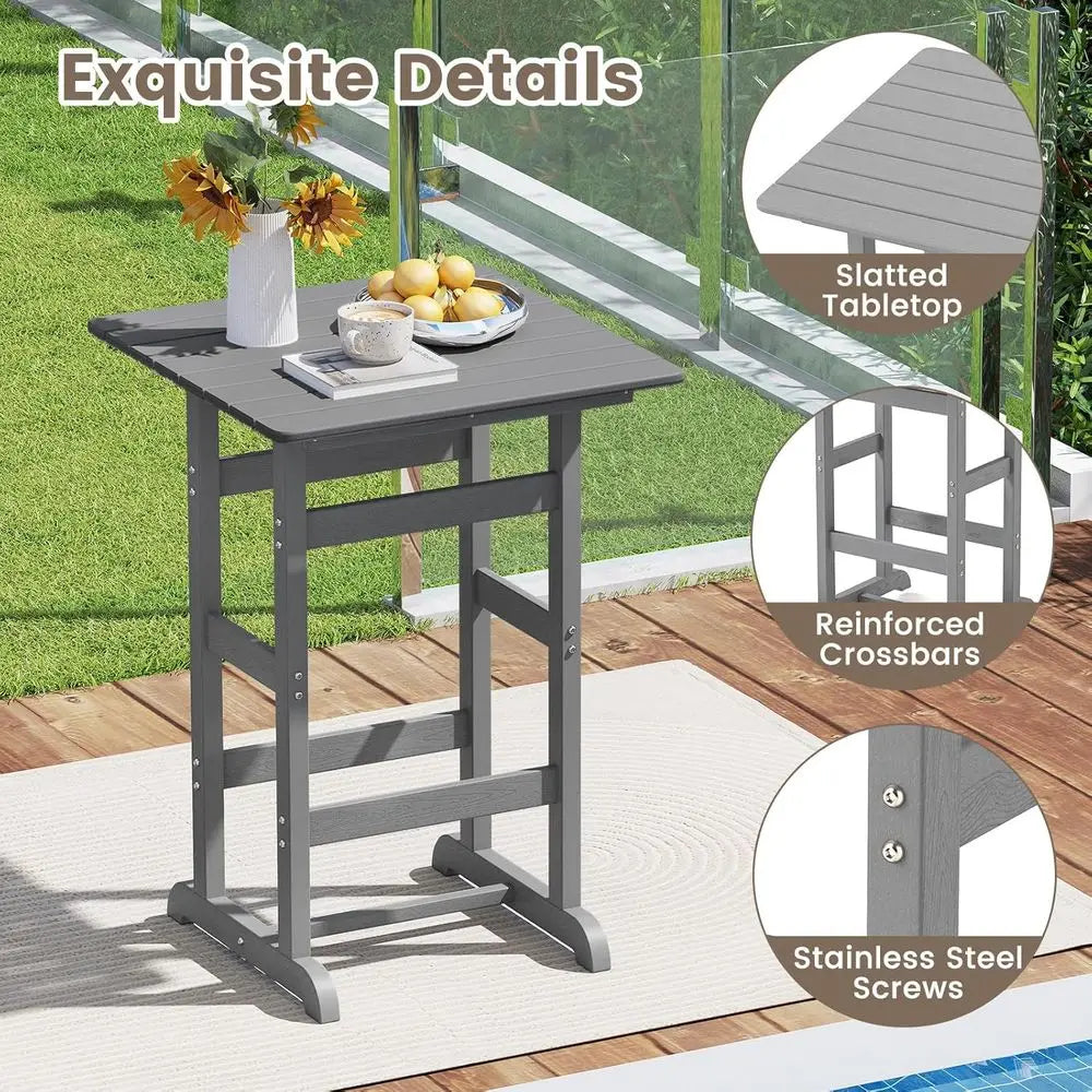 30 Square Outdoor Patio Bar with Slatted Top for Bistro, Poolside, Backyard, Balcony Use