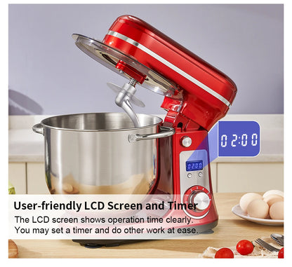 Kitchen Food Stand Mixer, Quiet Motor, Cream Egg Whisk, Whip Dough Kneader, 6-Speed, 1200 W