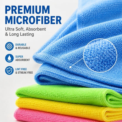 Microfiber Cleaning Cloths, Absorbent, Reusable