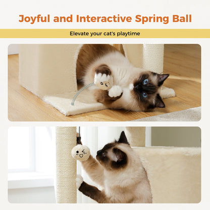 Large Cat Tree for Indoor Cats, Multi-Level Tower with Spacious Condos, Sisal Scratching Pad