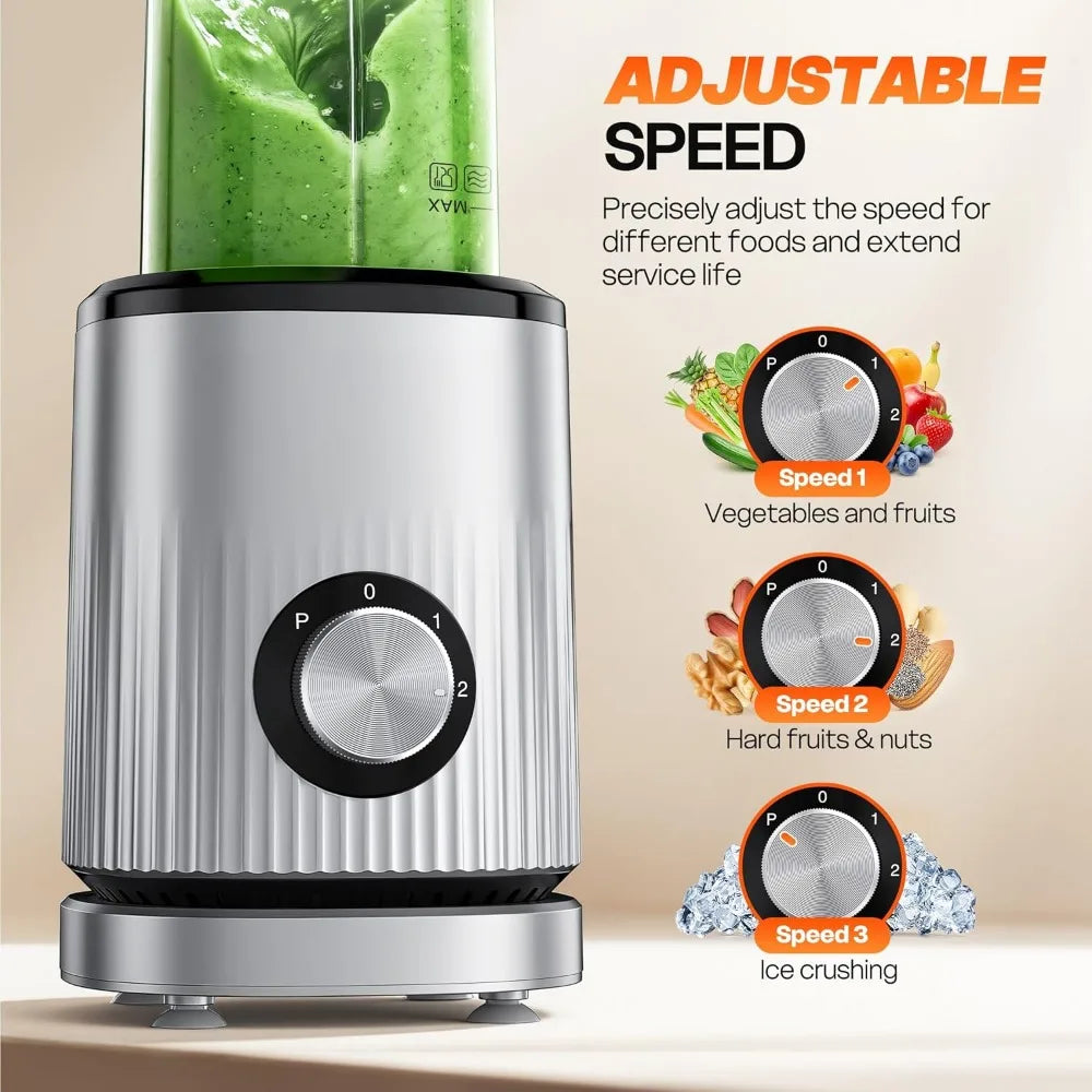 Portable Personal Smoothie Blender with 2 24oz Cups, Extra Lid for Shakes Juices Baby Food Nutritious Recipes