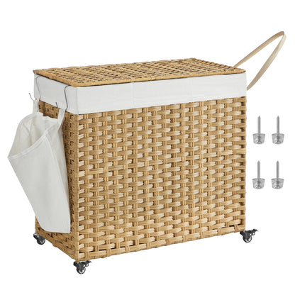 Laundry Hamper with Lid, 42.3 Gallons (160 L), Rolling Basket with Wheels