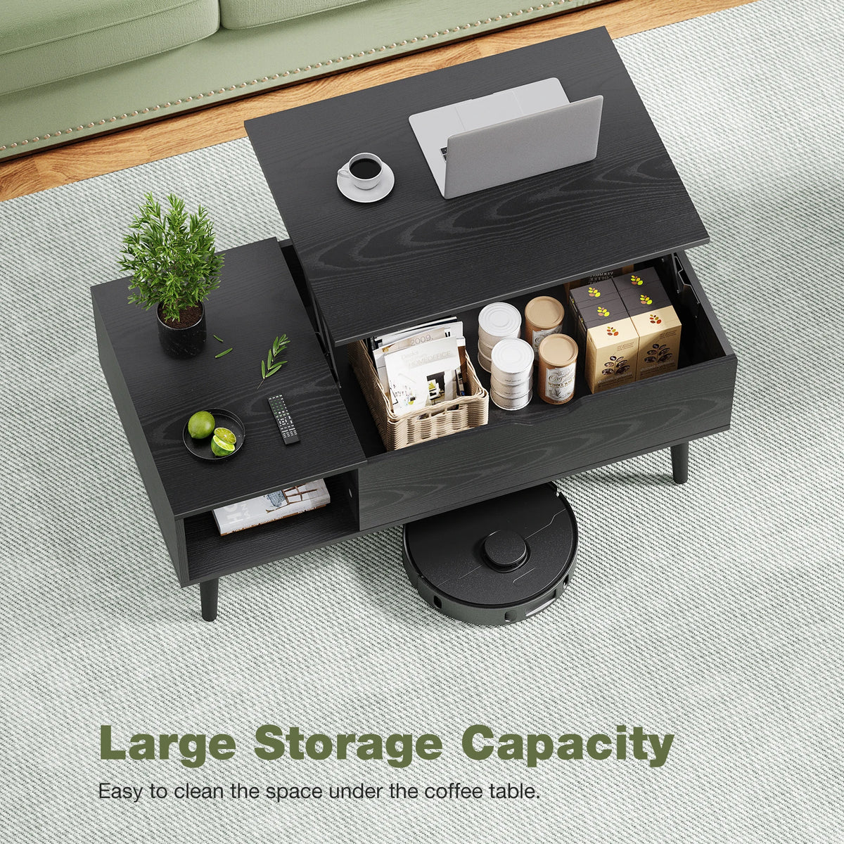 Lift Top Coffee Tables For Living Room, 39.37"x19.7" Wood, Adjustable Storage Shelf, Easy Lift Or Lower
