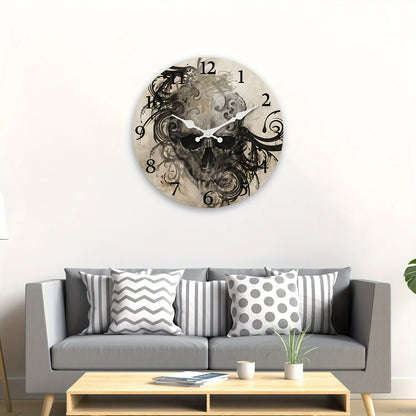 One 10-inch scary skull head wooden hanging clock