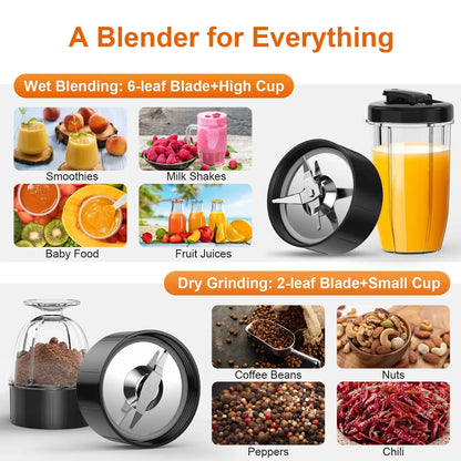850W Personal Blender with Cups for Shakes and Smoothies, Meat or Fruit Grinding Chopping Blending