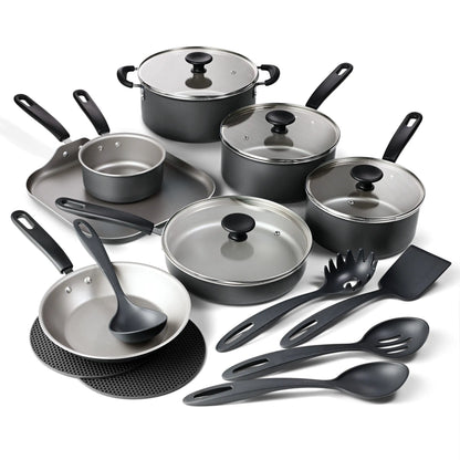 18-Piece Nonstick Cookware Set, Asphalt