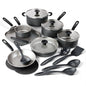18-Piece Nonstick Cookware Set, Asphalt