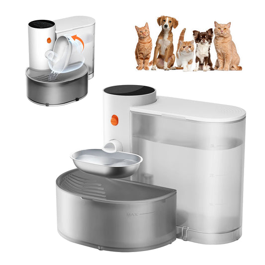 Stainless Steel Bowl, Pet Water Dispenser, Automatically Purifies, Wireless Drinking Bowl For Pets