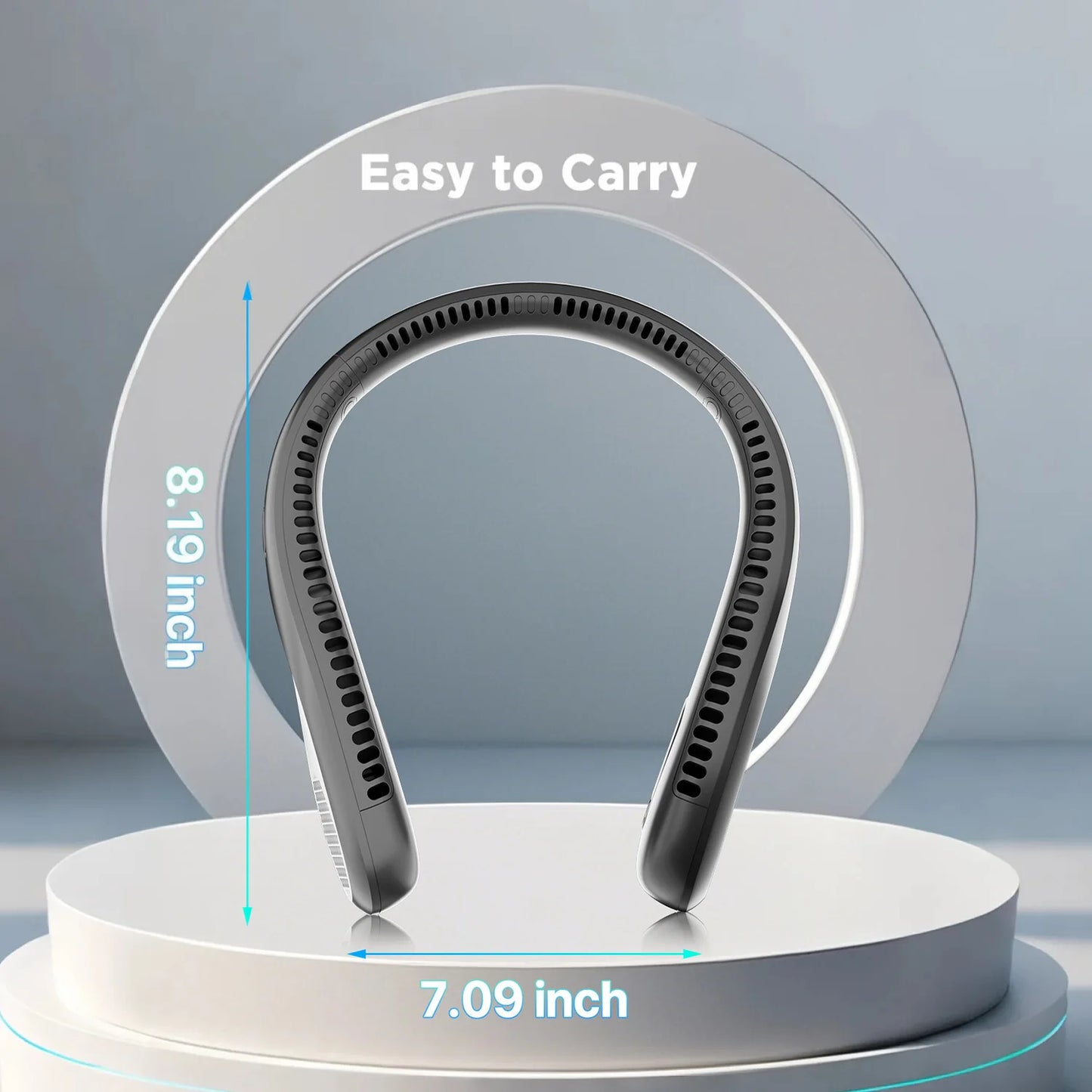 Portable Neck Fan, Rechargeable Bladeless and Wearable with 4 Speeds, 66 Vents