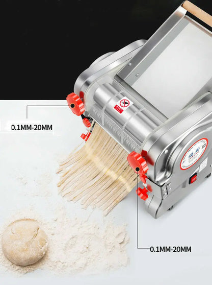 550W Electric Pasta Maker Noodle Machine, Dumpling Skin Roller, Full Stainless Steel Dual Knife Noodle Maker